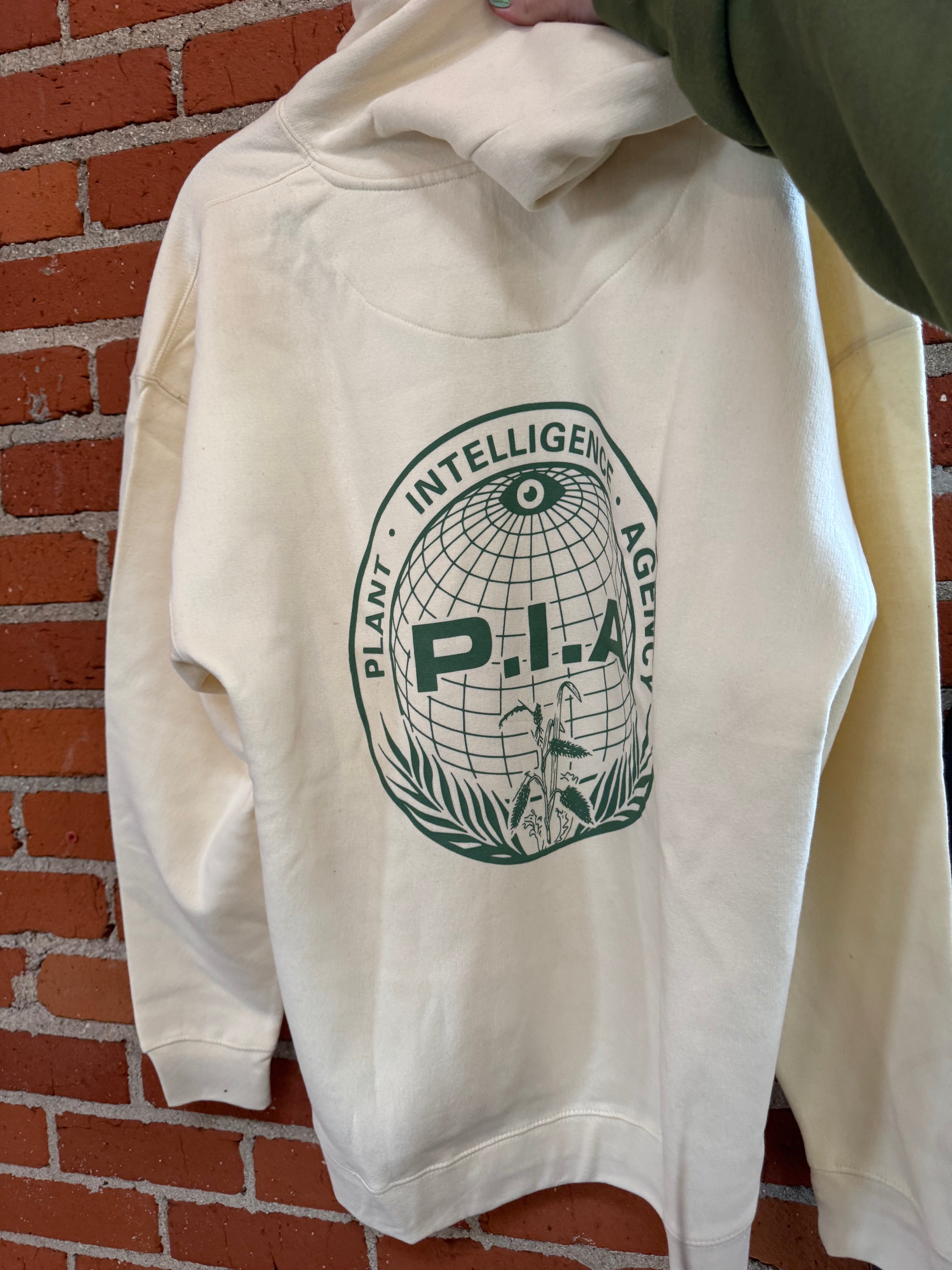 PIA logo and mushroom hoodie